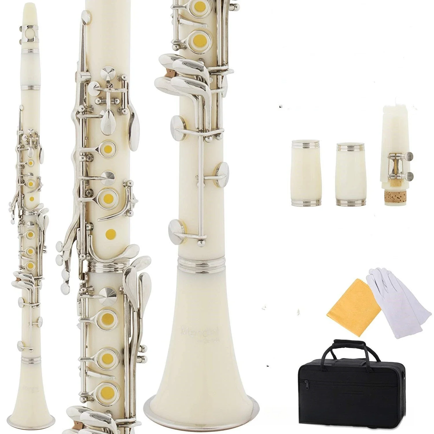 Color ABS clarinet 17 key, B flat, white clarinet, clarinet, cloth bag