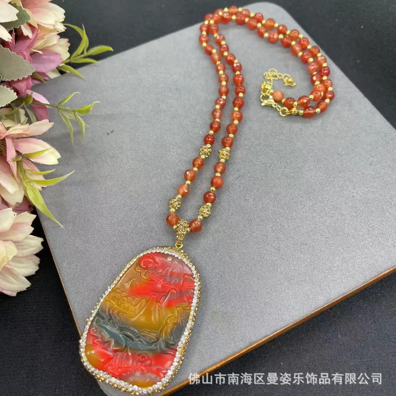 DIY accessories New colorful jade heavy industry landscape sweater chain ethnic niche jewelry vintage explosion factory direct s