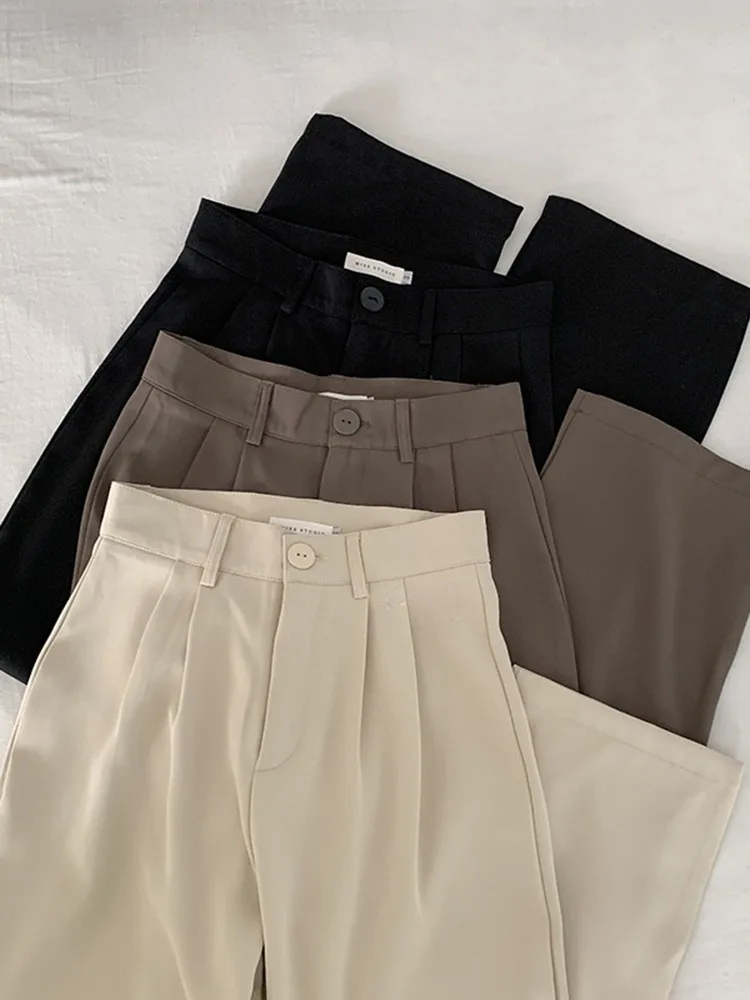 

Apricot High Waist Draped Suit Pants Female 2024 Spring and Autumn New Straight Dragging Wide-legged Trousers Casual Pant Raf