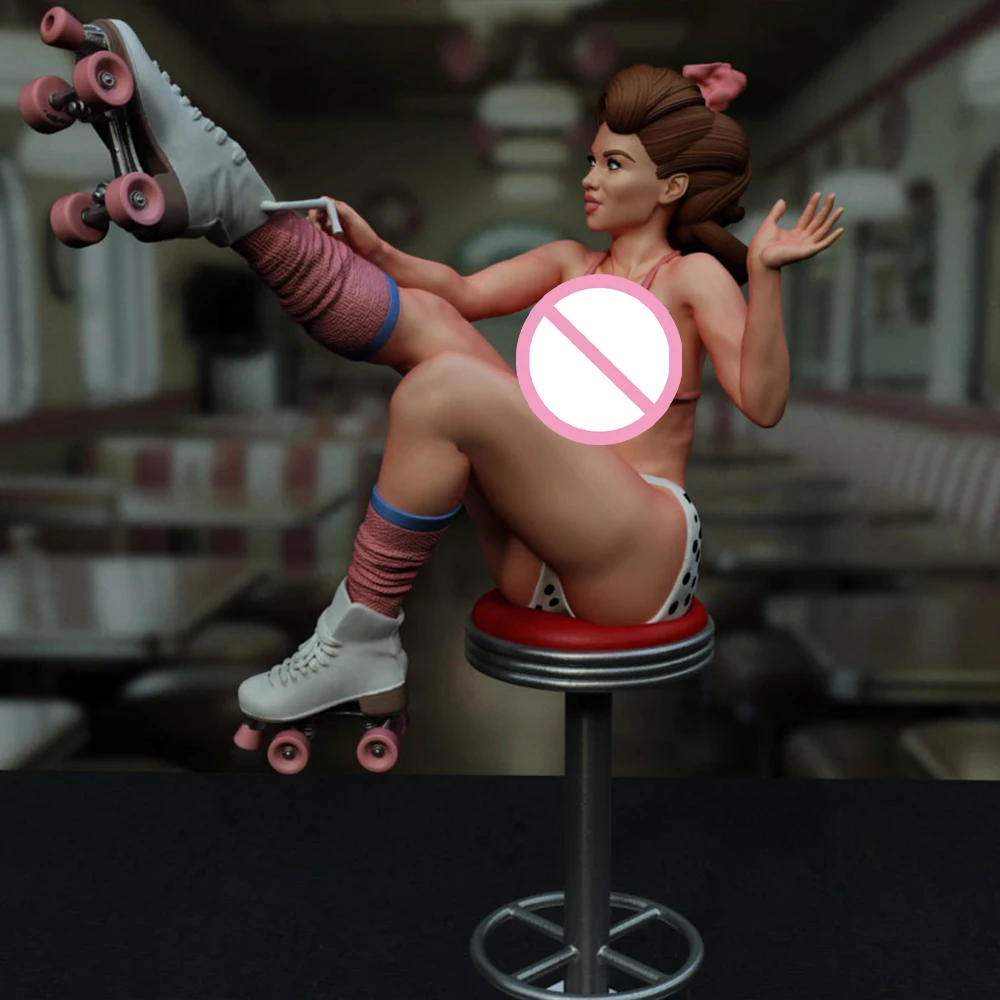 

1/24 Rollers skating Sexy Girl NSFW Resin Figurine Toy Unpainted GK Doll Unassembled 3D Print Miniature Reduction Statue Toy
