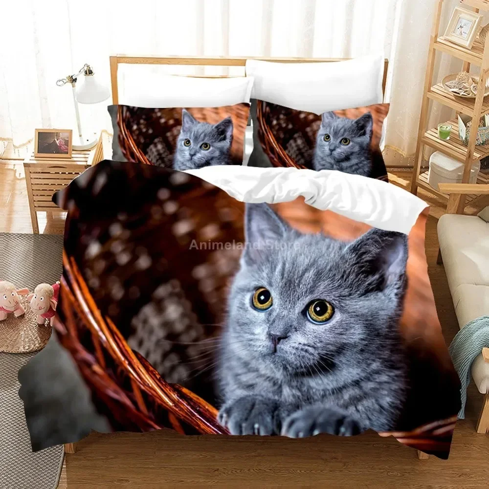Cute Cats Bedding Set Lovely Animal Pet Flower Modern Luxury Duvet Cover Set Comforter Bed Linen Queen King Single Size Dropship