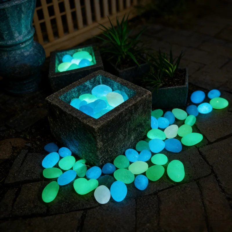 

Colorful luminous plastic stones1000-2001pcsGlow In The Dark Pebbles Reusable Garden Landscape Wedding Party Festival Aquarium D