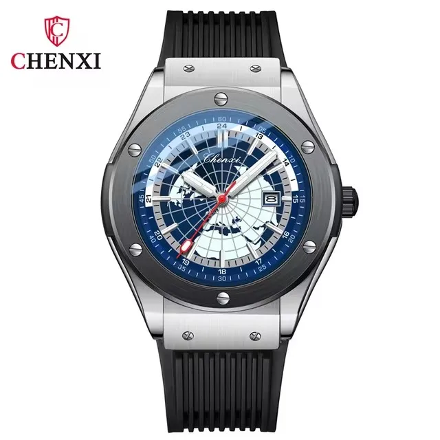 CHENXI 82442 Men's Quartz Watch Casual Unique Sport Watches Brand World Map Military Waterproof Male Wristwatch