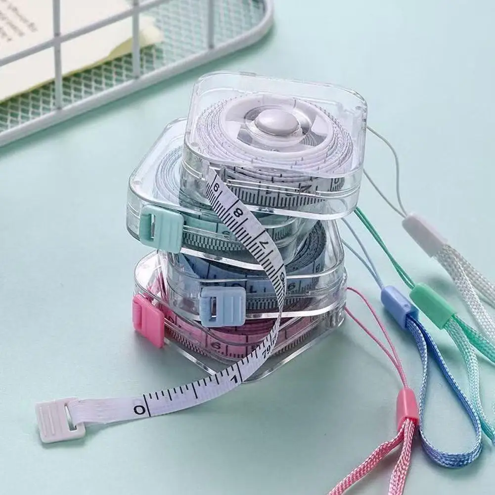 2M Portable Retractable Tape Measure Soft Double Sided Sewing Ruler Transparent Square Body Measuring Tape for Waist Fitness