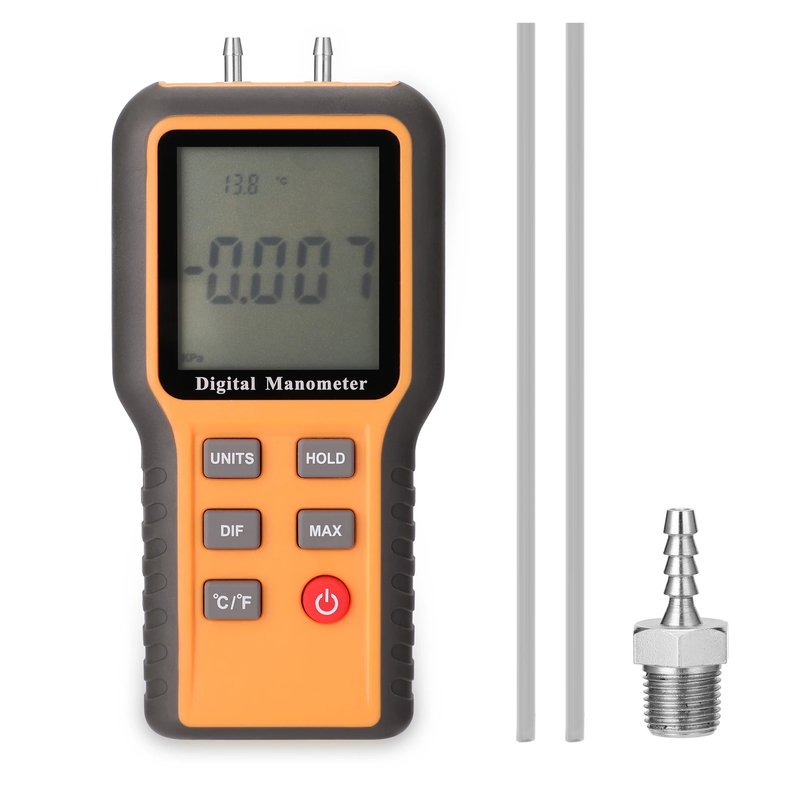 Digital Manometer LCD Display ℃ ℉ Switchable 12 Pressure Units Adjustable Indoor Temperature Pipes Pressure Measurement Tool