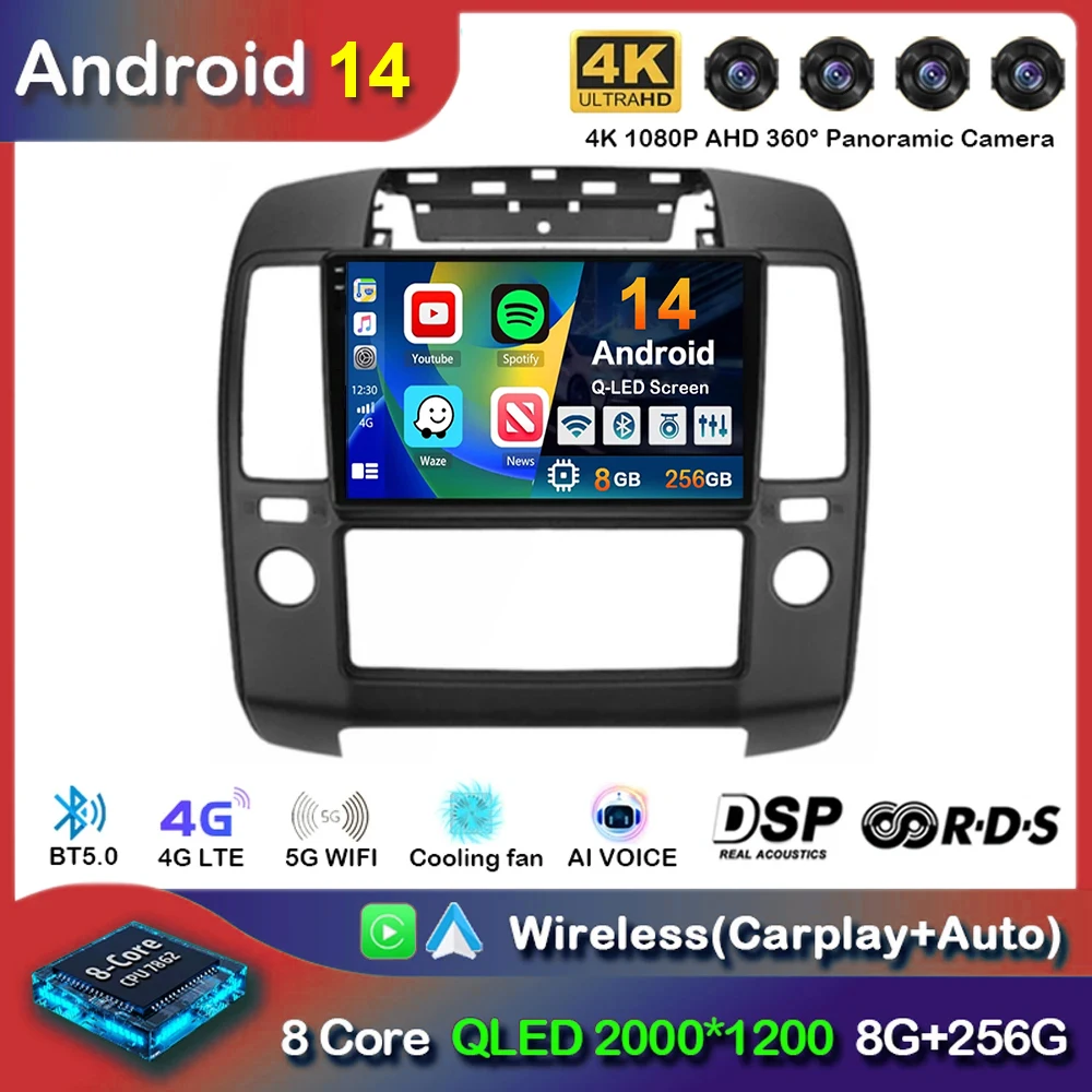 

Android 14 Carplay Auto Car Radio For Nissan Navara 3 D40 2004-2010 Multimedia Video Player GPS Navigation Stereo Head Unit DSP