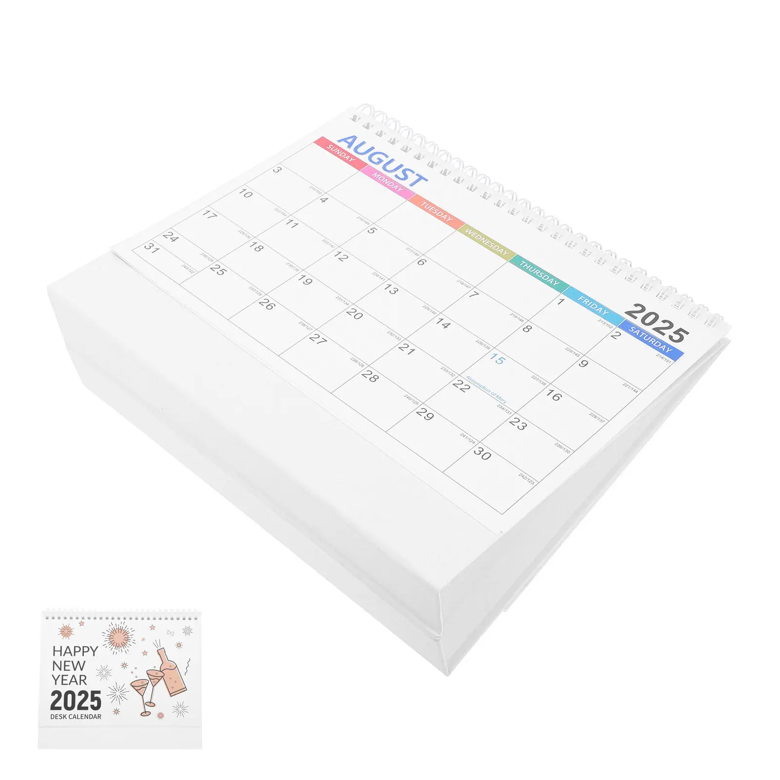 

2025 Standing Flip Desktop Calendar Heavyweight Paper Double Wire Ring 360 Rotation Page Flip Desk Planner for Work Study