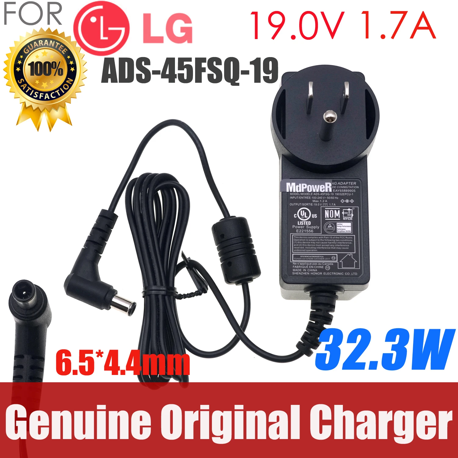 

US 19V 1.7A Switching Adapter ADS-40FSG-19 ADS-45FSQ-19 Power Supply for LG Full HD Monitor E1948S E2242C E2249 E2351VZ W1947CY