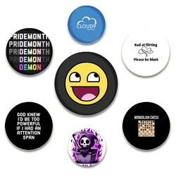 32/44/58mm Round Funny Cat Meme Epic Face Letter Pins Icon Badge for Clothes Backpack Jewelry Accessories Gifts