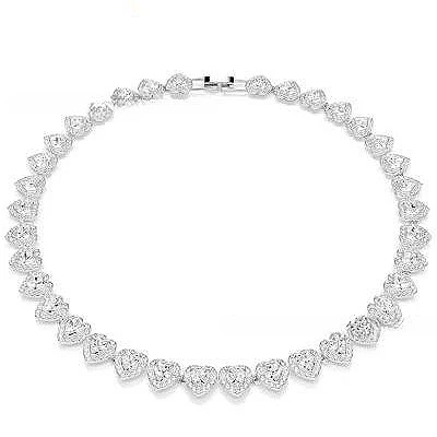 YEEVAA White Crystal Heart Pave Cubic Zirconia Necklace Bracelet Earrings Engagement Wedding Jewelry for Women Bridal Gift