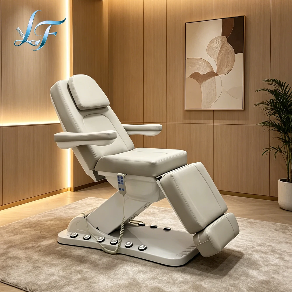 Sillón de Examen Reclinable Eléctrico Negro de 3 Motores, Estético, para Tatuajes, Spa, Masajes, Cosmética y Belleza Facial