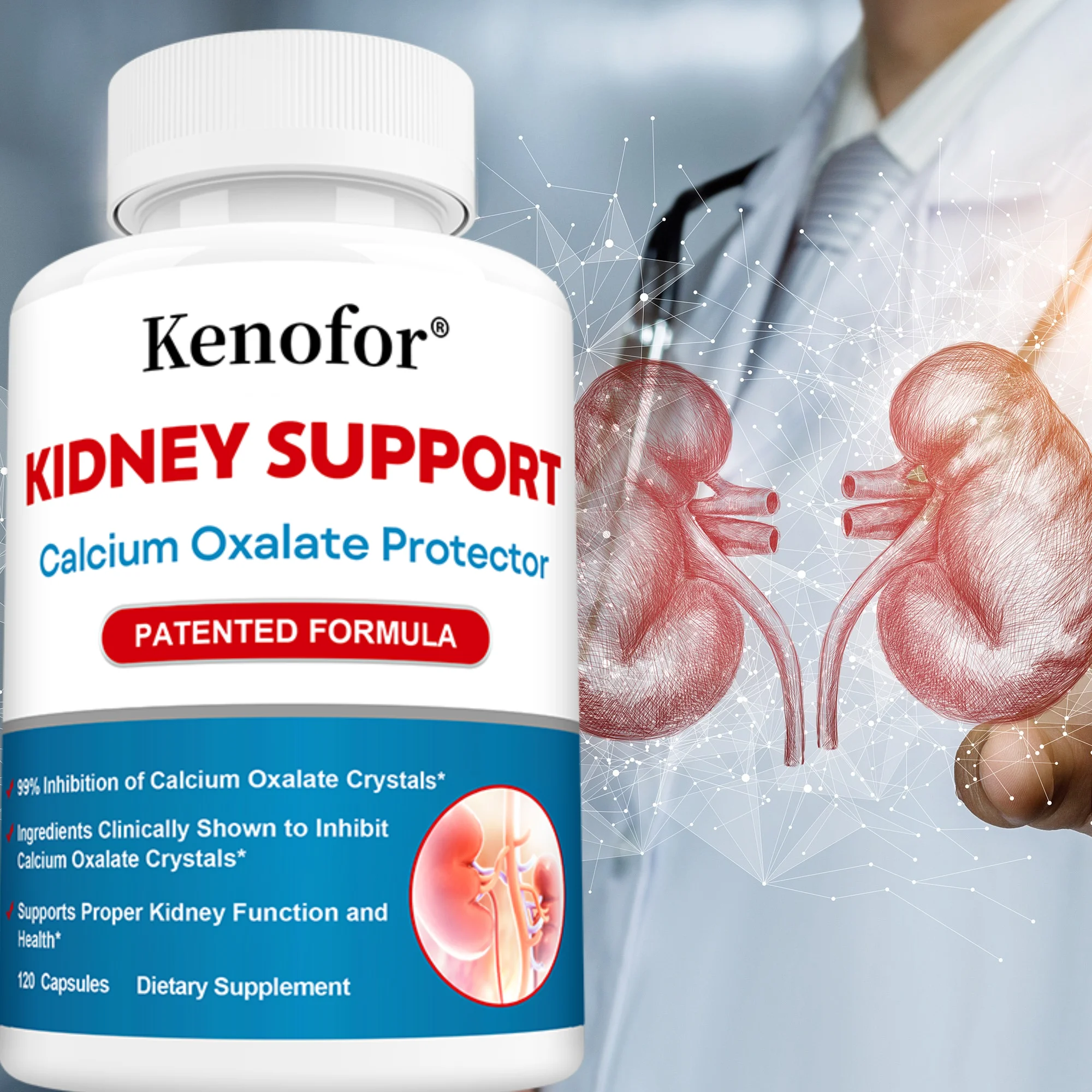 Kidney & Urinary Tract Support Capsules - Calcium Oxalate, Magnesium, Vitamin B6, Fluid Balance Cleansing Detox & Immune Support