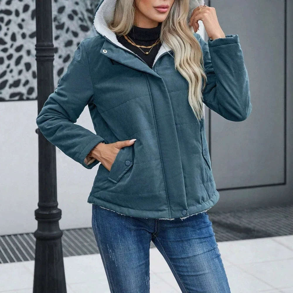 Autumn/Winter Long Parkas 2026 New Women'S Hooded Loose Cotton-Padded Jacket With Fleece Lining Plus Size Plus Velet Cotton Coat