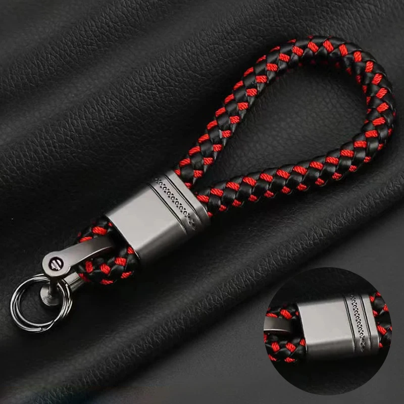 Leather Rope KeyChain Car Hand Woven Horseshoe Buckle Key Rings For Mercedes Benz W210 W211 W124 W168 W176 W203 GLA GLC GLE GLK