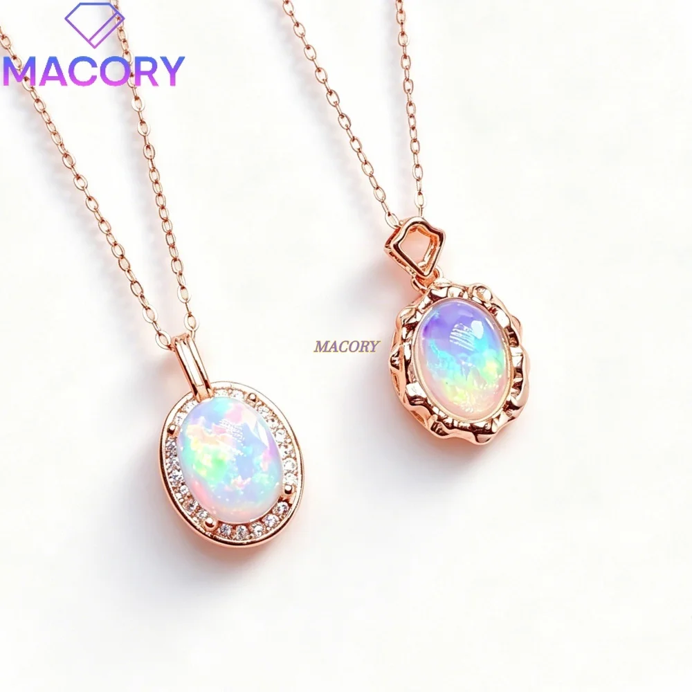 925 Silver Natural White Opal Pendant Necklace  Perfect for Daily Wear Classic and Simple  Available in Two Styles Birthday gift