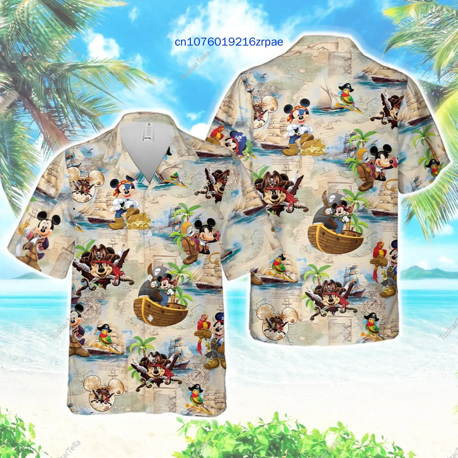 Pirates of the Caribbean Mickey Mouse Hawaiian Shirt Men Women Short Sleeve Shirt Disney Hawaiian Shirt Fashion Breathable Shirt