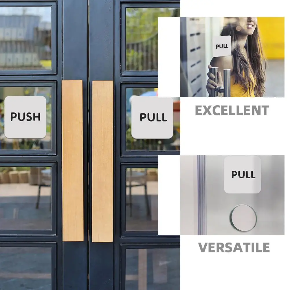 Señales adhesivas acrílicas de empuje y tracción, 4 Uds., para identificación clara, vidrio, manija de puerta de oficina y Hospital, señalización, ambiente comercial