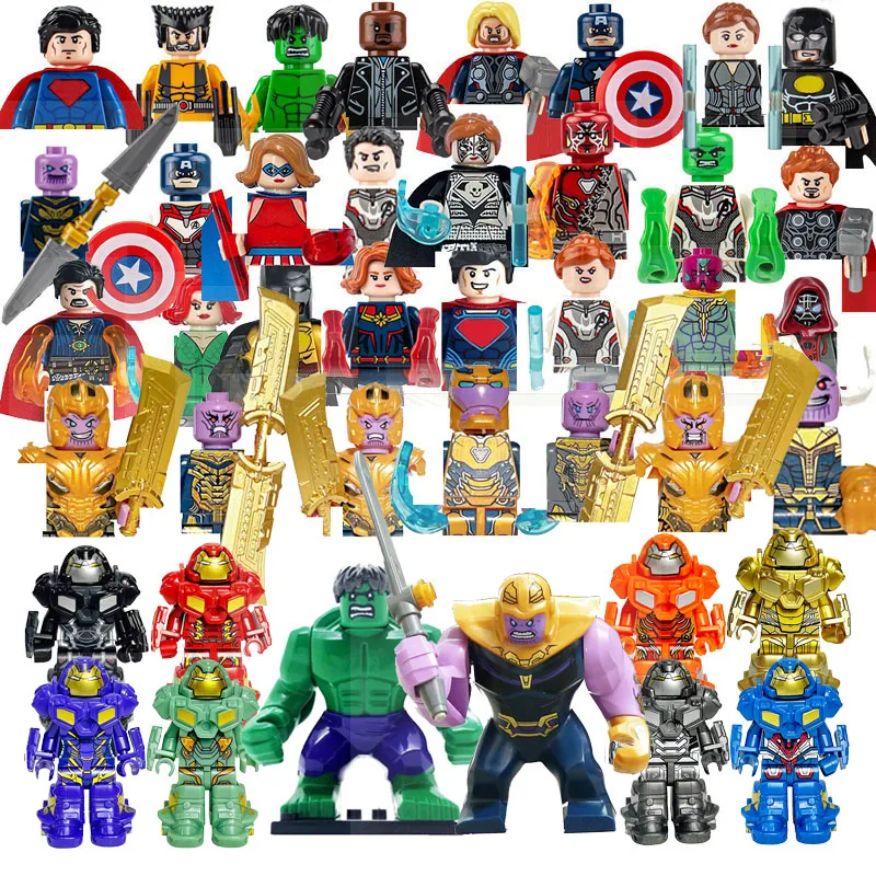 42 PCS Set MOC Superhero Mini Block Toy Marvel Action Figure DIY Puzzle Assembly Block Toy Handmade Children's Birthday Gift