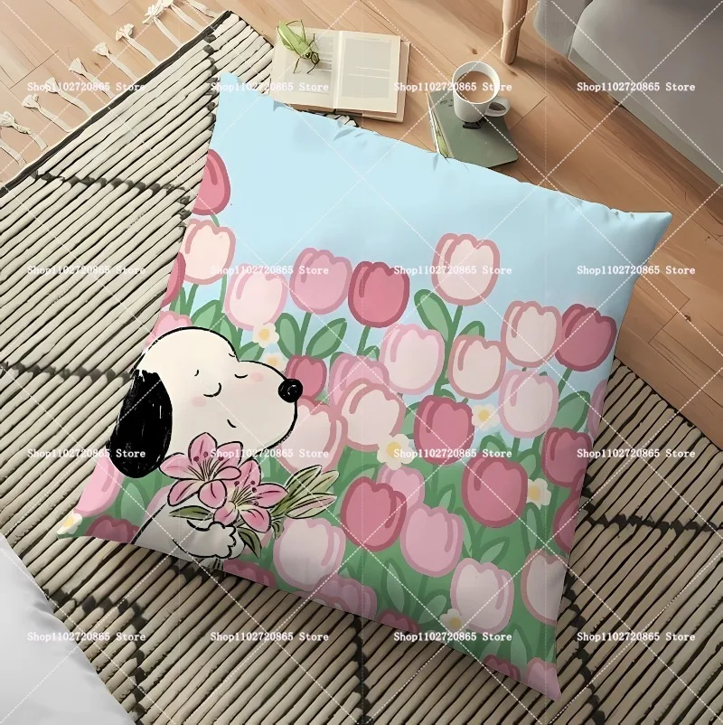Snoopys Pillowcase Soft Double-Sided Printing Living Room Bedroom Pillow Case Anime Cartoon Home Party Decoration Birthday Gift