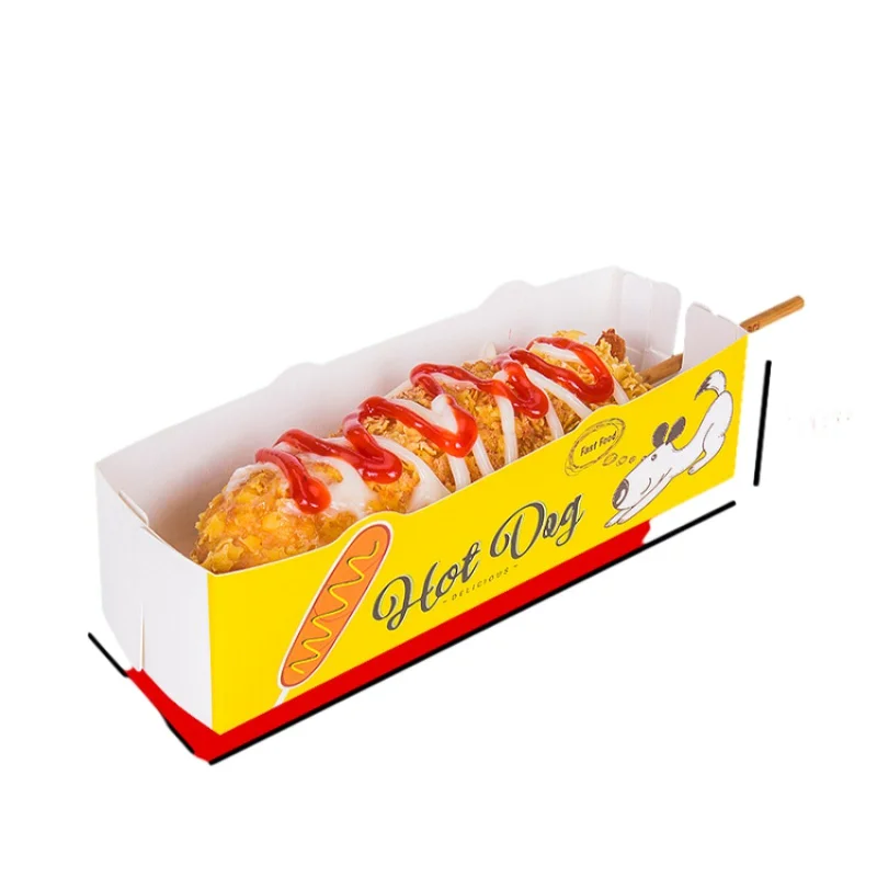 Caja de embalaje personalizada para hamburguesa, patatas fritas, sándwich de papel Kraft, Hotdog, pollo frito