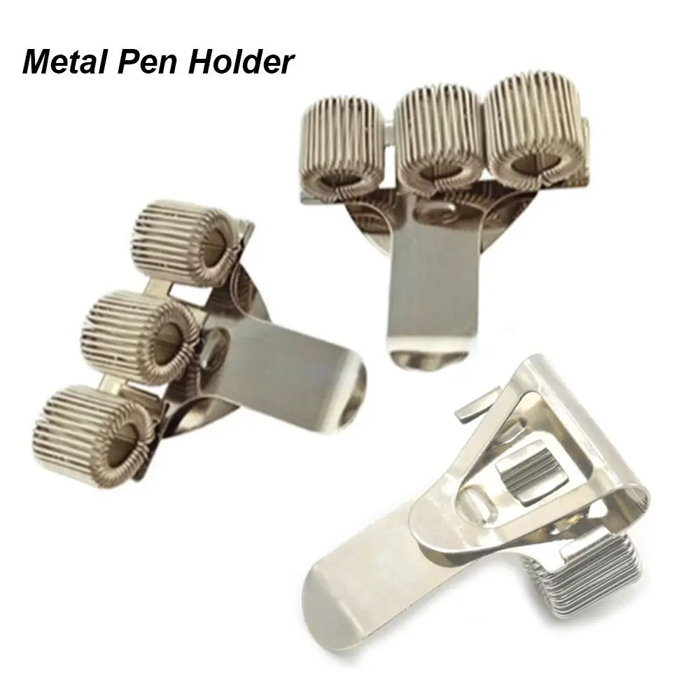 1PC Adjustable Convenient Portable Metal Pen Clips Notebook Spring Pen Holder Elastic Loop