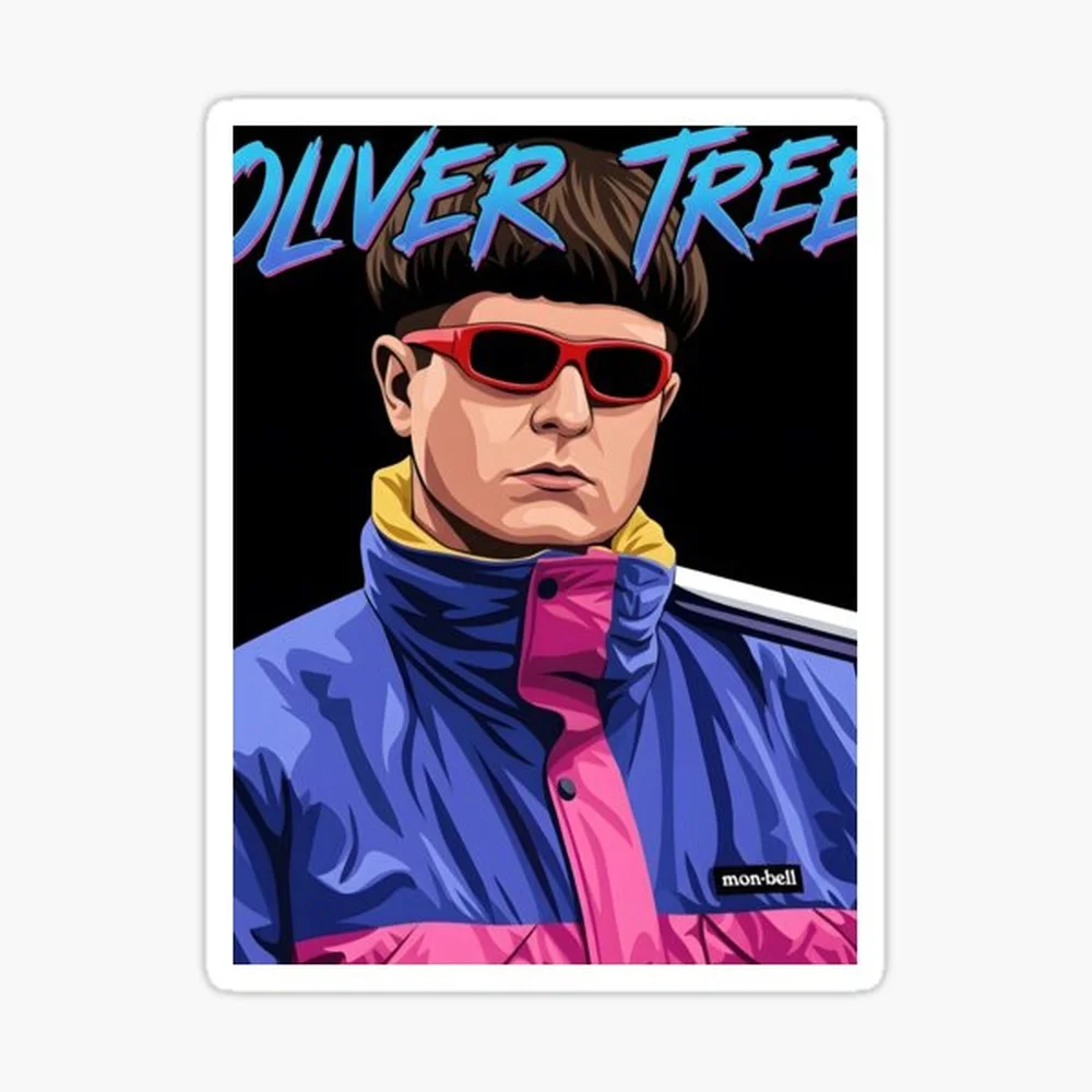Oliver-Tree vector illustration Sticker for Laptop Decor Bedroom Car Cute Cartoon Art Fashionable Public Suitcase