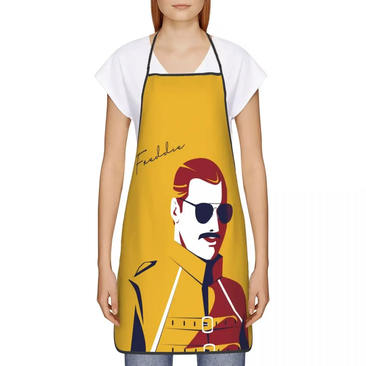 Custom Bib British Rockstar Freddie Mercury Apron Men Women Unisex Adult Chef Cooking Kitchen Band Queen Singer Tablier Cuisine