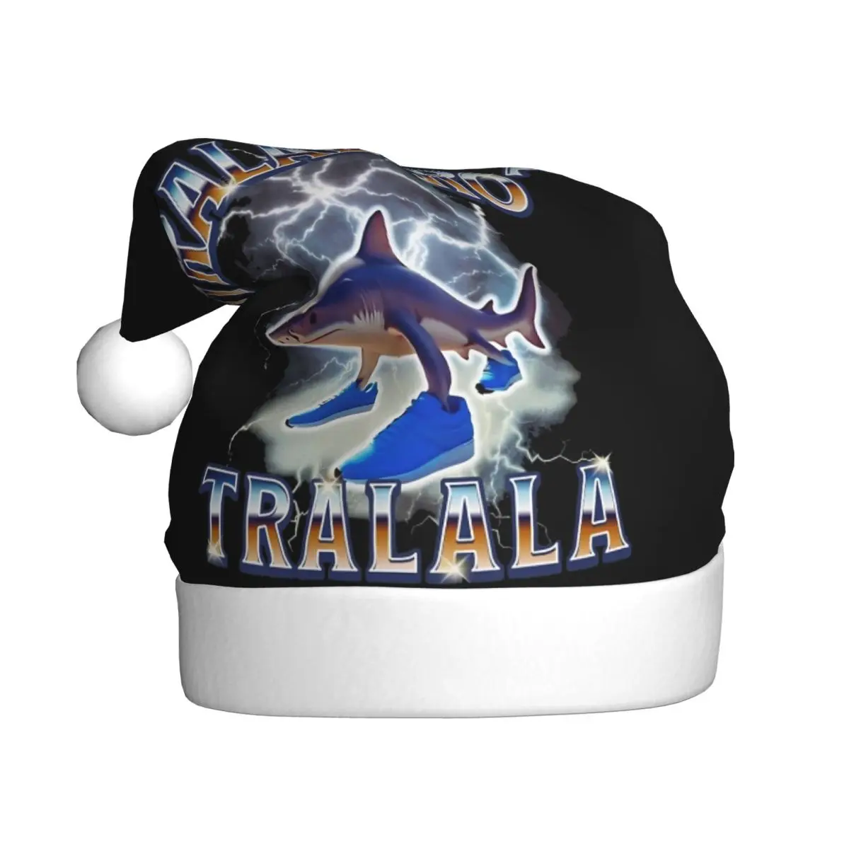 Tralalero Tralala Christmas Hat for Adult Men Women Italian Brainrot Meme Santa Hat Cap Christmas Party Decoration Gift
