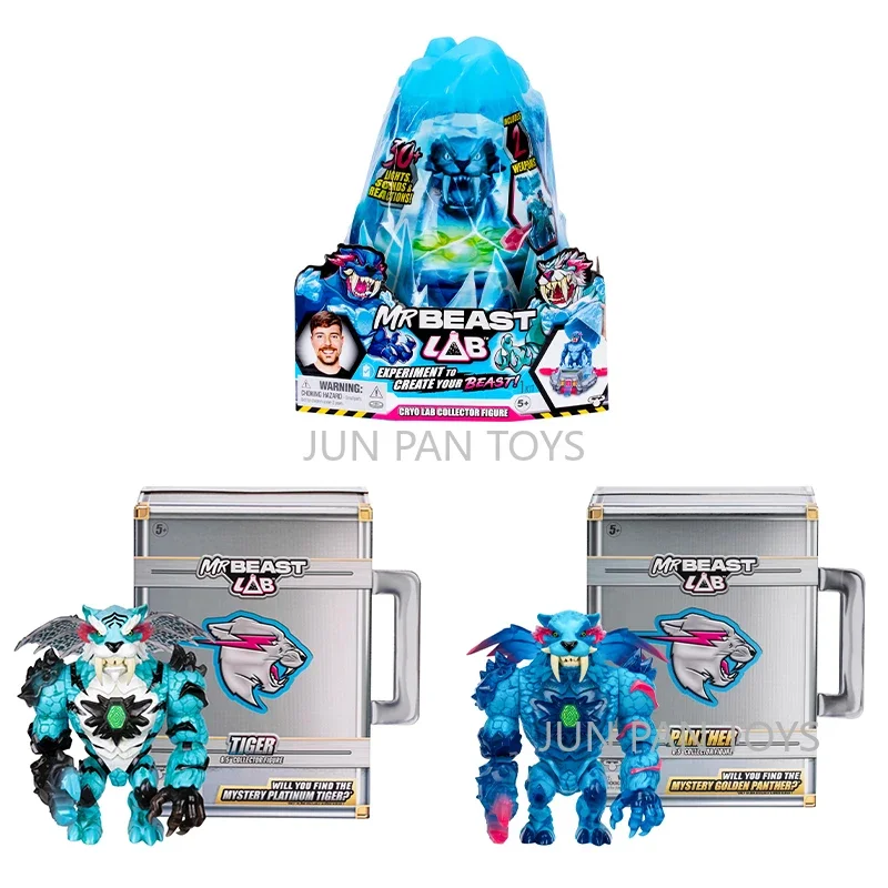 MrBeast Lab Figura de animales de coleccionista de pantera tigre de 6,5 pulgadas con más de 30 luces, sonidos y reacciones, juguetes para niños, regalos de cumpleaños