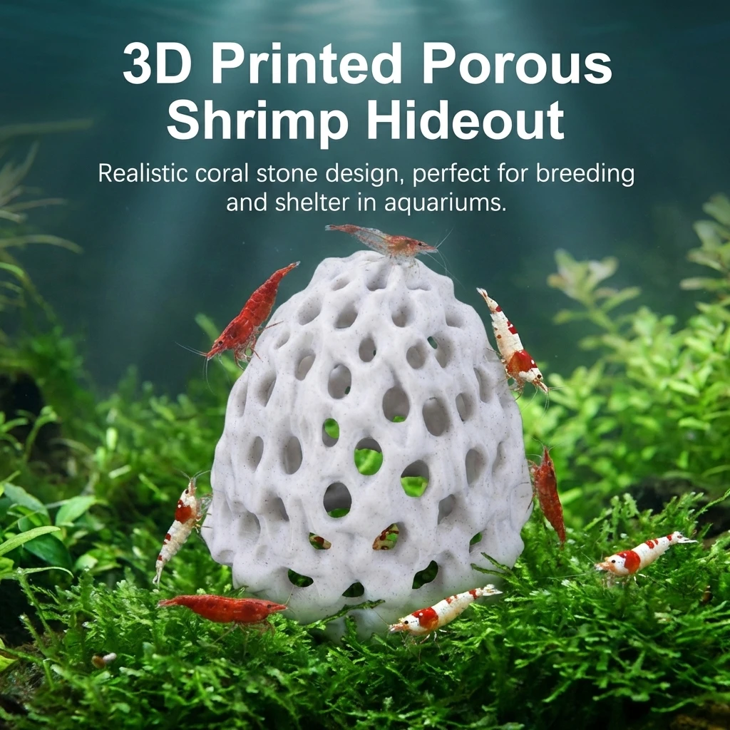 Garnelen-Zuchtschutz Aquarium Korallenstein-Dekoration 3D-Gedrucktes Mehrfach-Versteck für Fischbecken Aquarium Kleine Wassertiere
