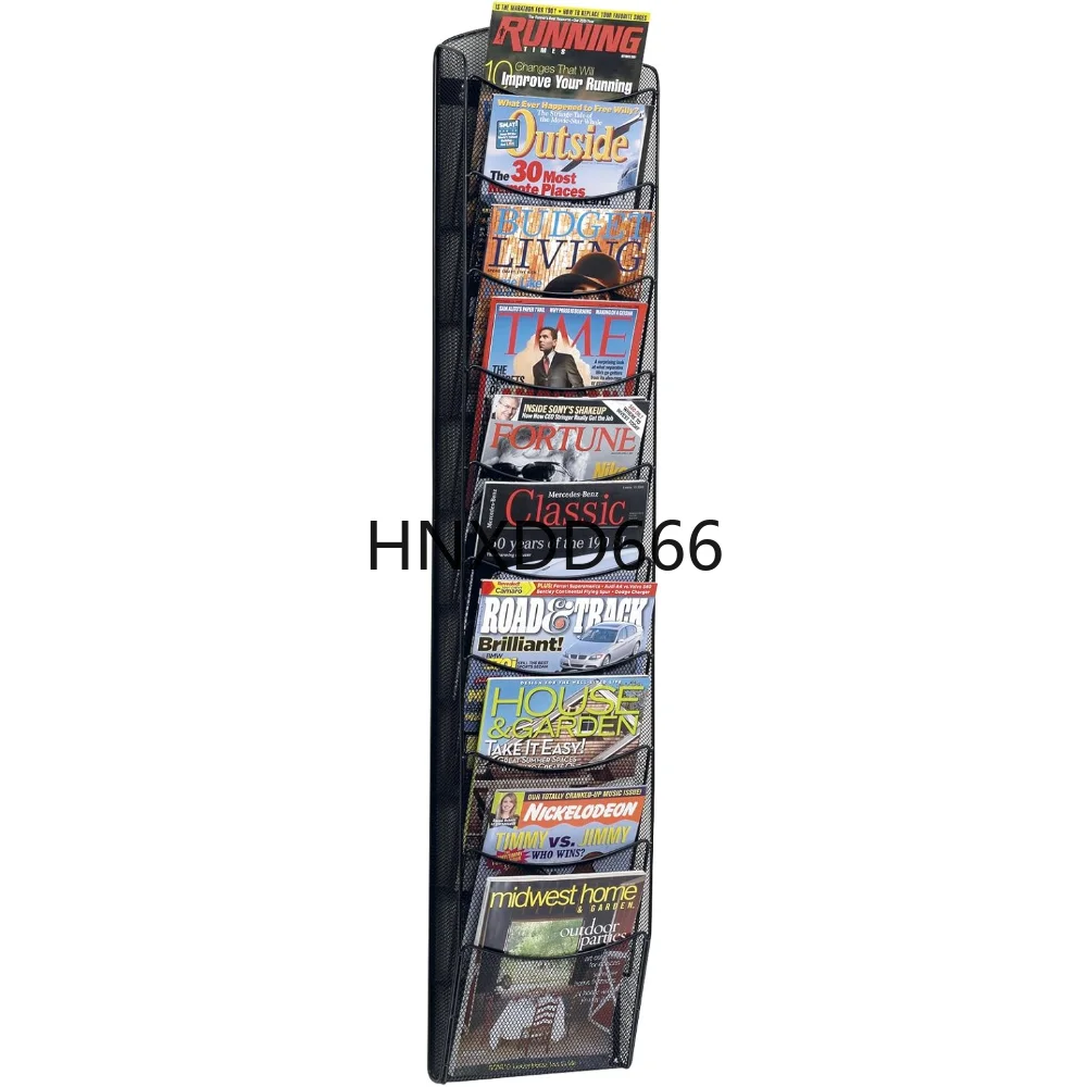 

Display Rack with 10 Pockets, Brochure Organizer, Commercial-Grade Steel Construction, Black, Magazine Racks