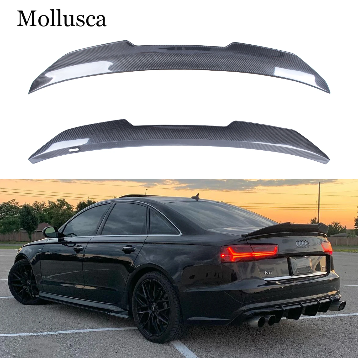 

For AUDI A6 C7 Sedan PSM Style Carbon Fiber Rear Spoiler Trunk Wing 2012-2015