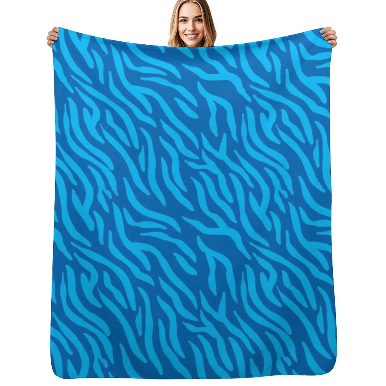 Blue-On-Blue Zebra Print Throw Blanket Decorative Beds Soft Plush Plaid Picnic blankets ands sofa bed Flannels Blankets