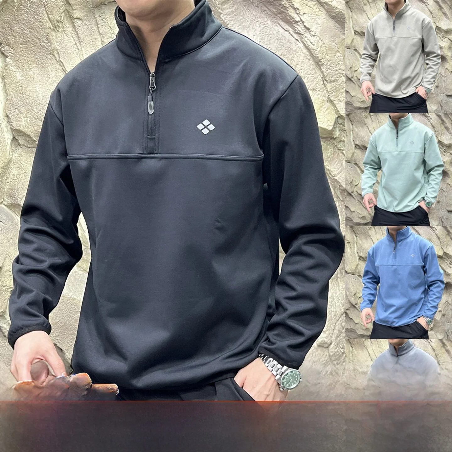 هوديي رجالي رياضي Fce مبطن ثلاثي الأبعاد للخروج كاجوال للخريف والشتاء f بسحاب منقوش مخملي مريح للتنفس ودافئ #1