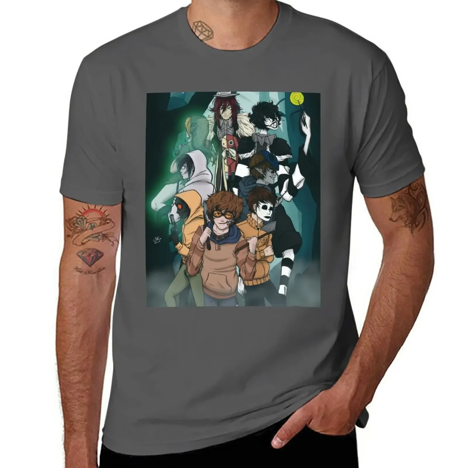 creepypatsa T-Shirt blacks oversizeds plain T-shirts for men cotton