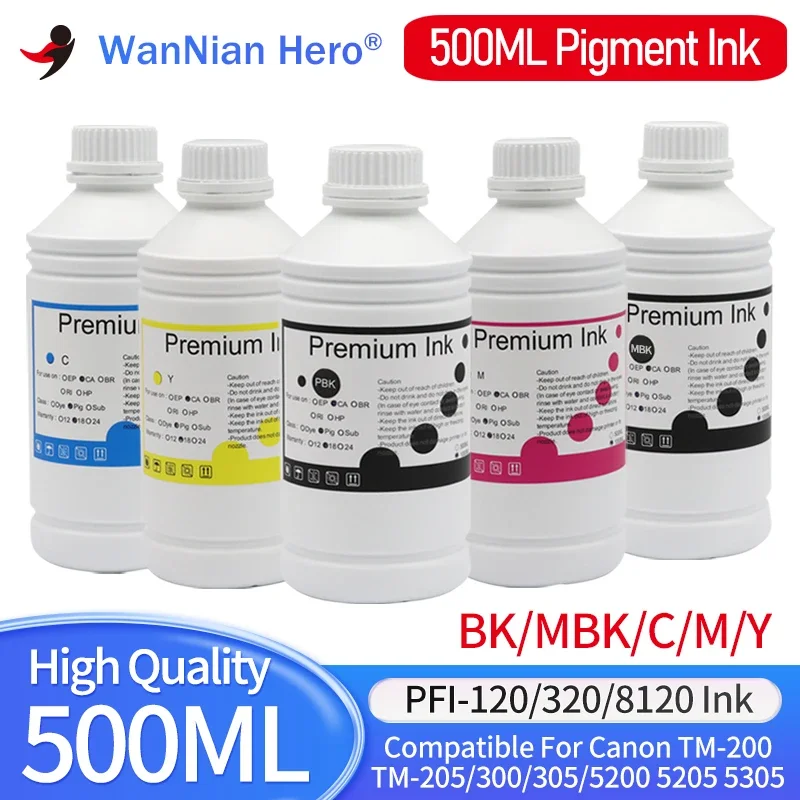 500ML PFI-120 PFI-8120 PFI-320 Pigment Ink for Canon TM200 TM205 TM300 TM305 TM-5300 TM-5305 TM-5200 TM-5205 GP-200 GP-300 Ink