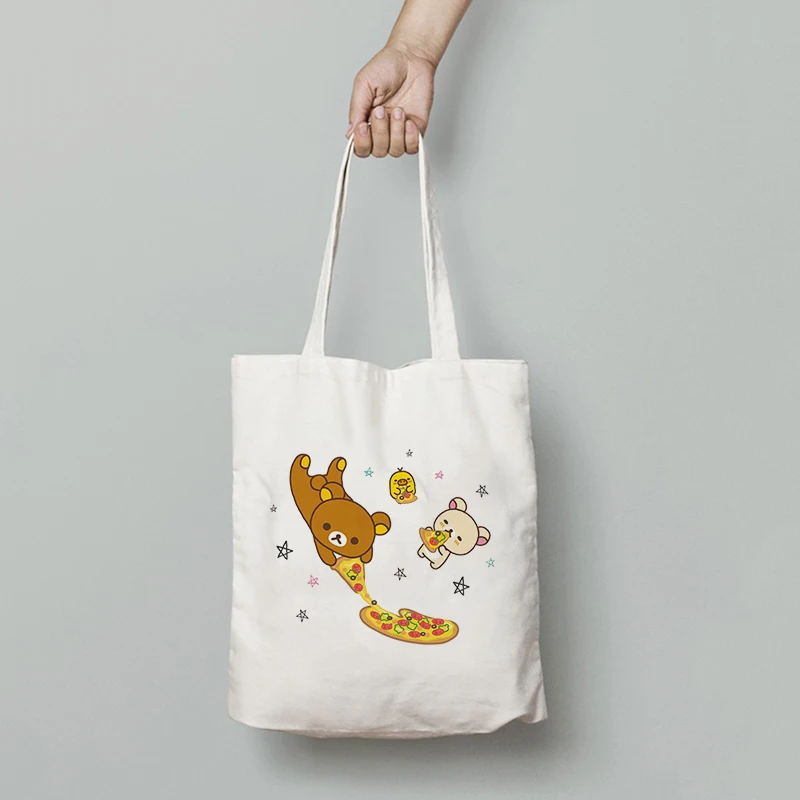 Rilakkuma Shopping Bags Shopper Bag Canvas Hand Designer Handbags Boutique Women Free Shipping Shopper Reusable FoldingTote Bag