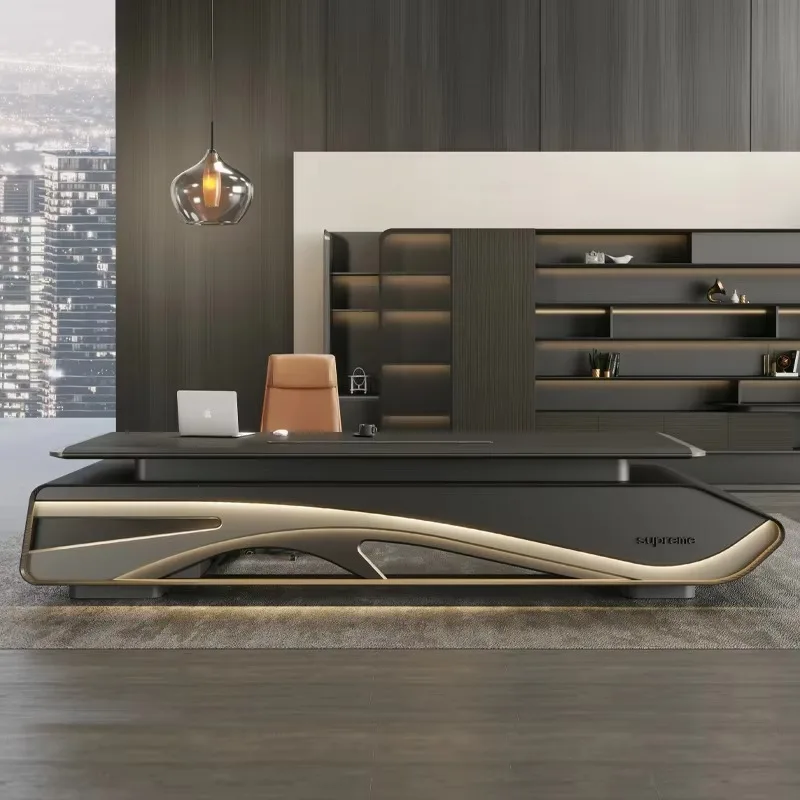 Luxury boss Executive Office Furniture Modern Design Wood l Shaped Computer Table  boss Table
