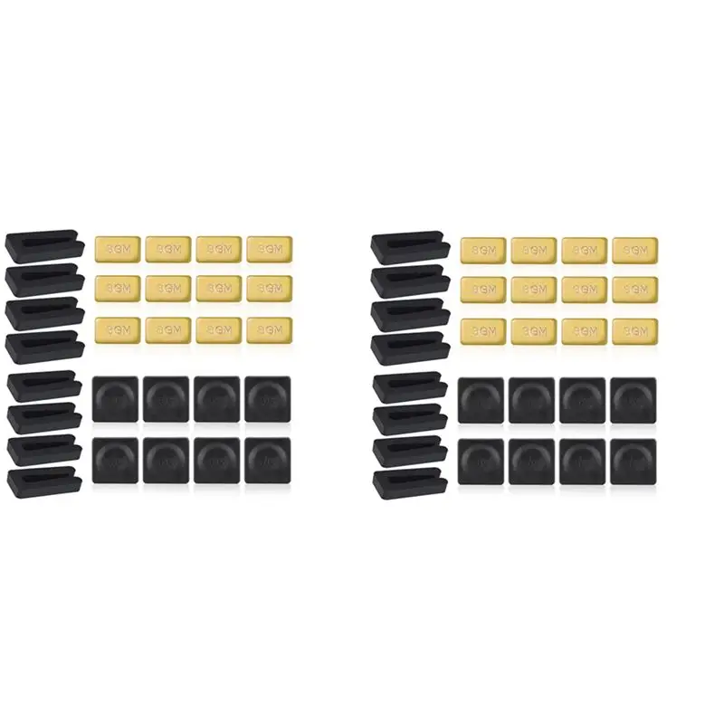 EYFL-16 Sets Ceiling Fan Blade Balancing Kit Metal Self-Adhesive Gold 3G Weight, Metal Self-Adhesive Black 5G Weight