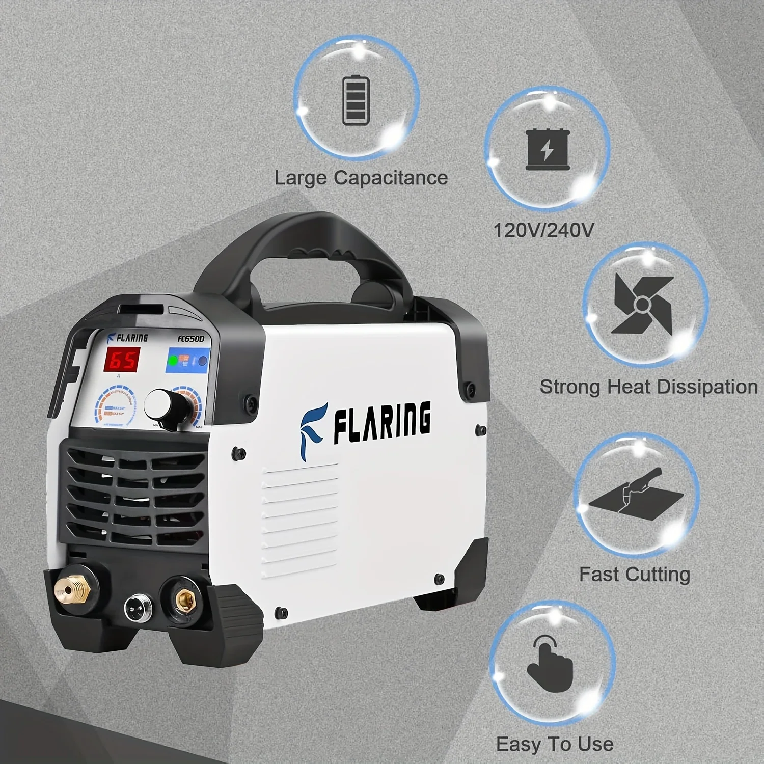 FLARING FC650D Plasma Cutter, 65 Amp Plasma Cutter Machine 120V 240V 2/3