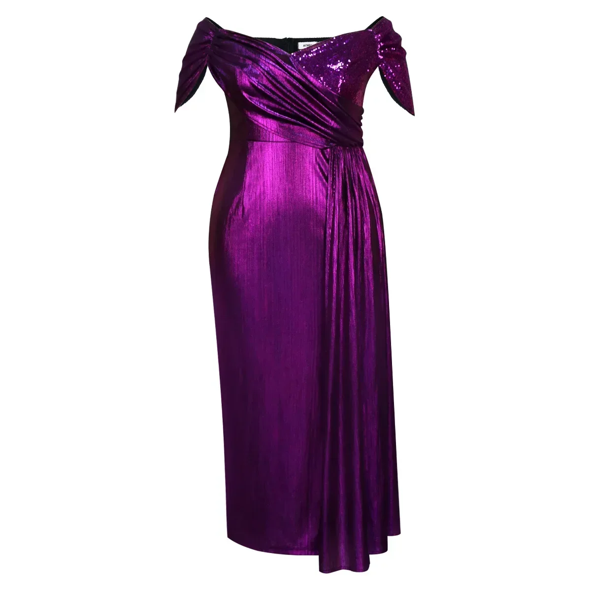 Robe de bal de mariage brillante pour femmes, fente haute, Sexy, épaules dénudées, manches courtes, portefeuille, Slim, robes de soirée Cocktail, nouvelle collection 2025