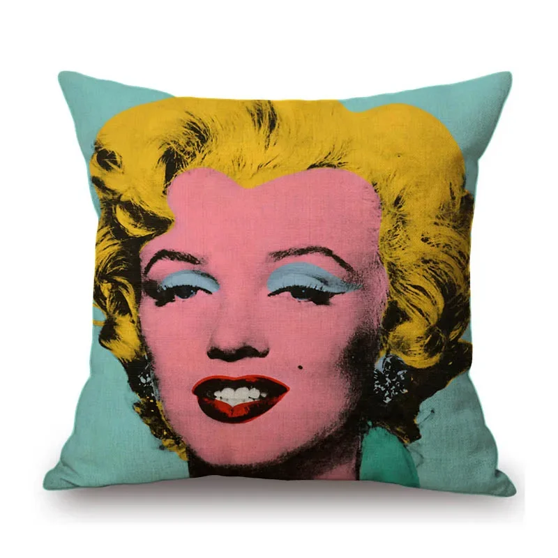 Modern Pop Art Jackson Monroe Soup US Andy Warhol Painting Cotton Linen Home Decorative Sofa Pillow Case Car Cushion Cover