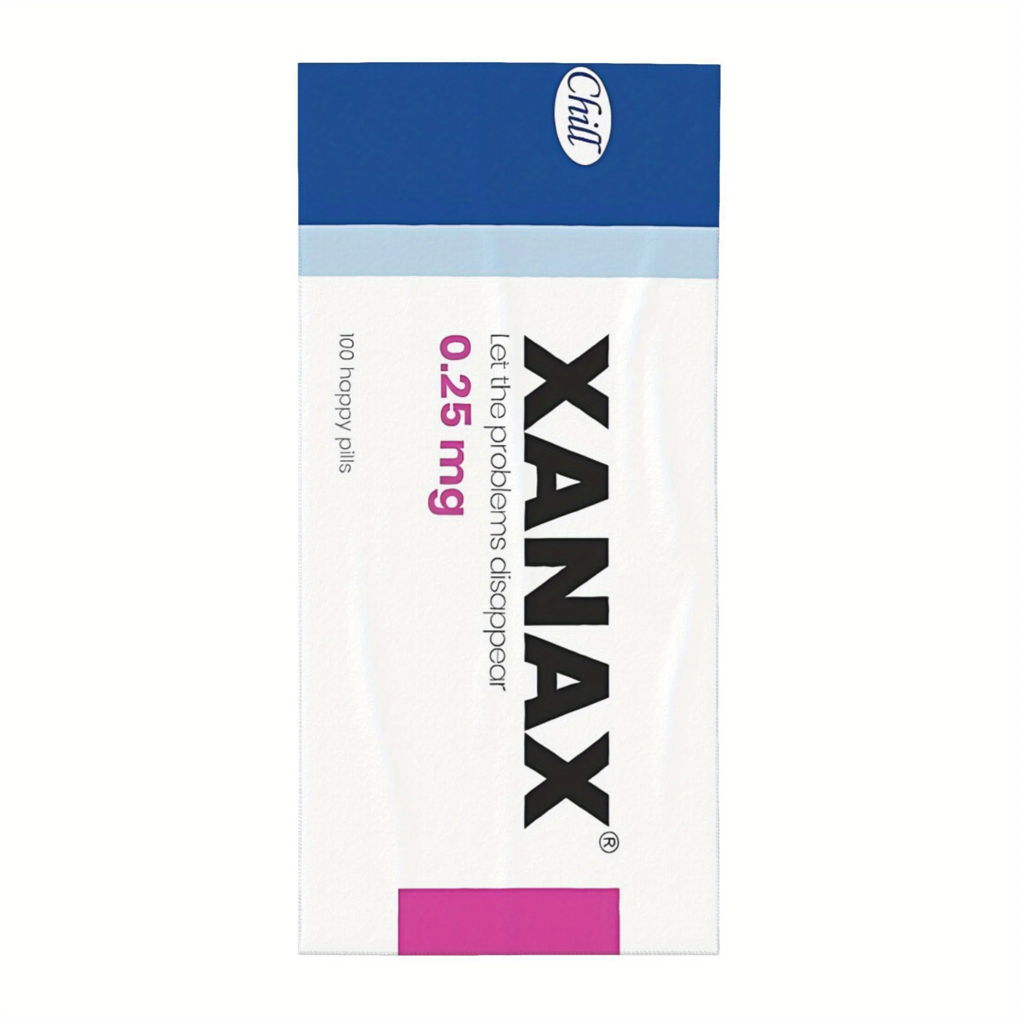 1pc XANAX Happy Pills Beach Towel-Oversized, Quick Dry Microfiber, Vibrant Yellow and Blue Design Bath Towel