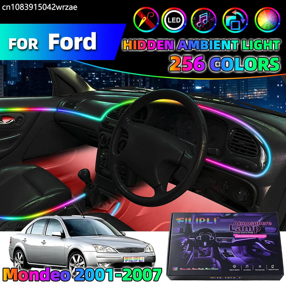 

10 in 1 For Ford Mondeo 2001-2007 Years Car Interior Ambient Lights Strips Breathing Lighting Kit App Control Auto LED strips