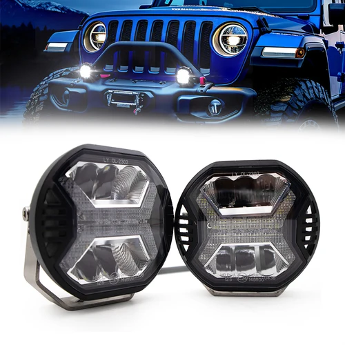 Imagen 1 del producto Barra de luz Led de trabajo para coche de 2x4 pulgadas, foco de luz de conducción DRL ámbar para Jeep, barco todoterreno, Tractor, camión, 4x4, SUV, ATV, faro.