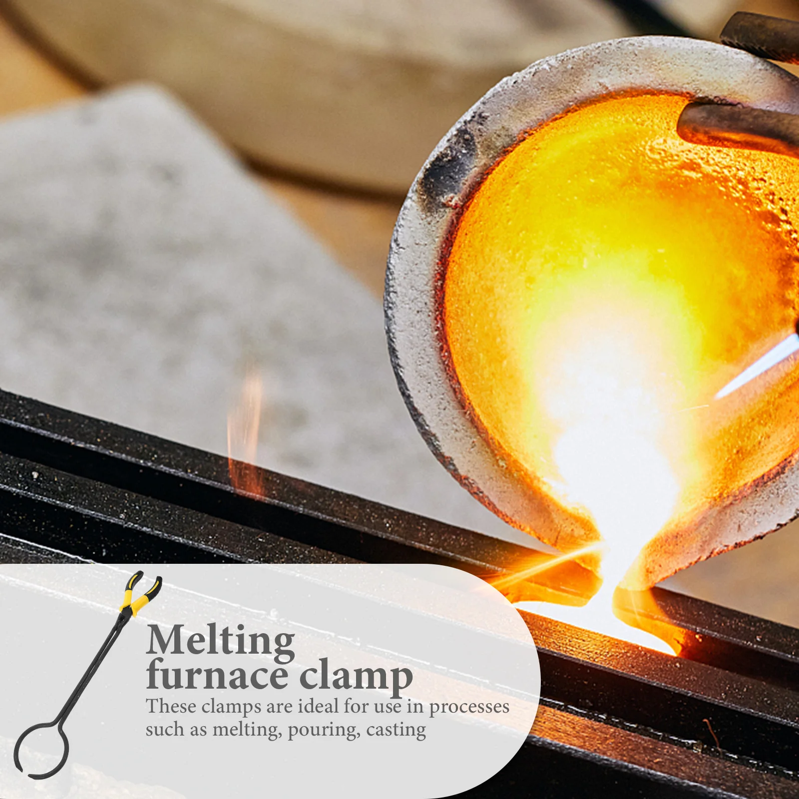 

Long Crucible Clamp Durable Melting Jewelry Casting Tool Forging Smelting Hand Tong Hammer and Crucible Gold Test Kit