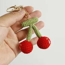 Fruta criativa Crochet Keychain, Handmade teceu cereja Keyrings, Chaves do carro, Chaves de malha melancia Keychain, Presentes