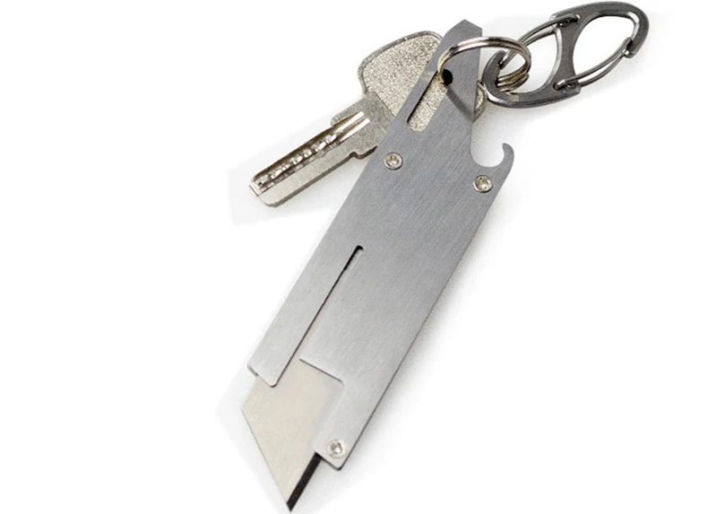 Push-Pull-Messer aus Edelstahl mit austauschbarer Klinge, multifunktionaler Flaschenöffner, Schraubendreher, EDC Express Box Knife Surviva – Detail 3