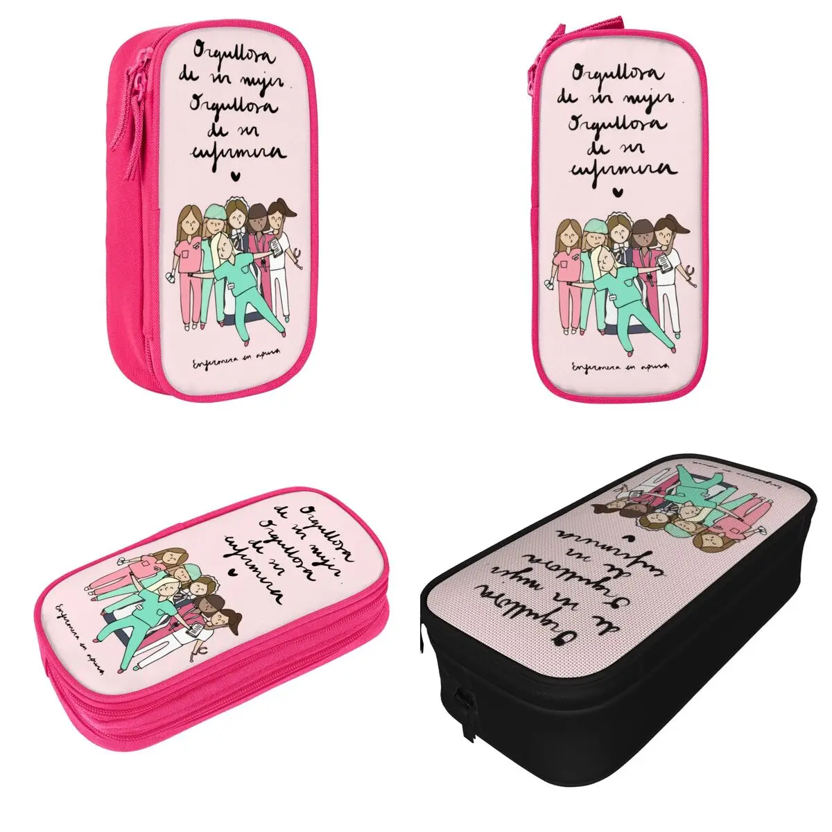 Pencil Cases Lovely Enfermera En Apuros Nurse Medical Pen Box Bags Girls Boys Large Storage School Supplies Gift Pencil Pouch