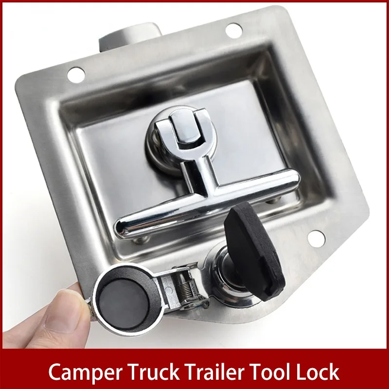 Stainless Steel Recessed Paddle Handle Locks with Linkage T-folding Handle Panel Lock for Large Heavy Duty Trucks